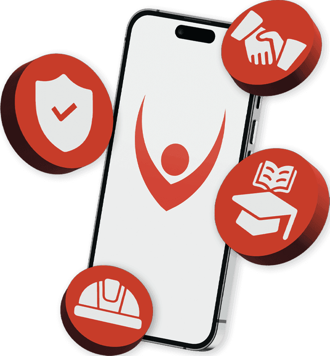 grafica con logo e icone sicurezza sul lavoro