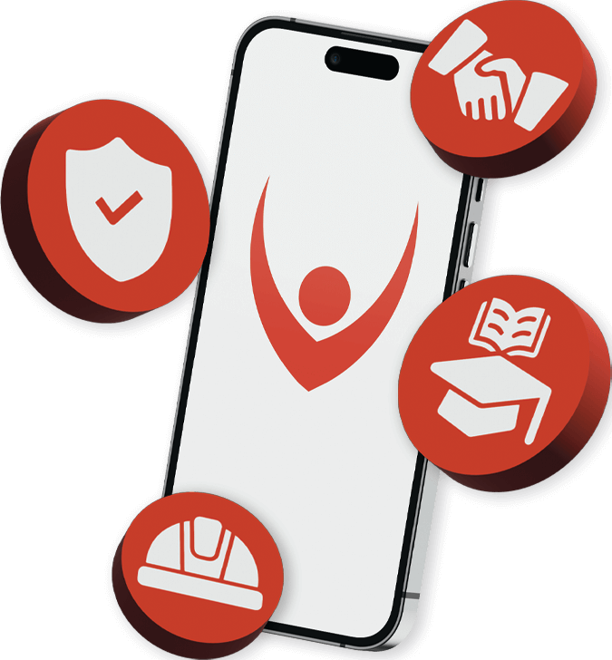 grafica con logo e icone sicurezza sul lavoro